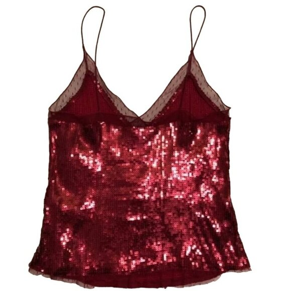 Free People Sassy Red Sequin Cami Tank Top - Picture 4 of 7